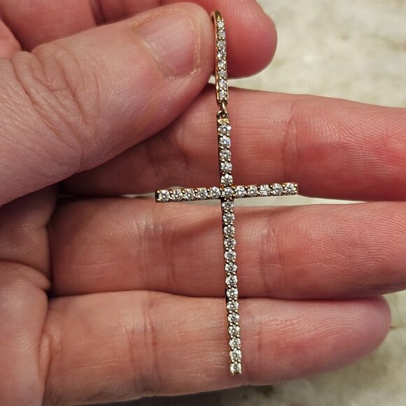 RARE MODERN LUXURY LANA JEWELRY FLAWLESS DIAMOND 14K GOLD CROSS PIERCED EARRINGS - Picture 6 of 15